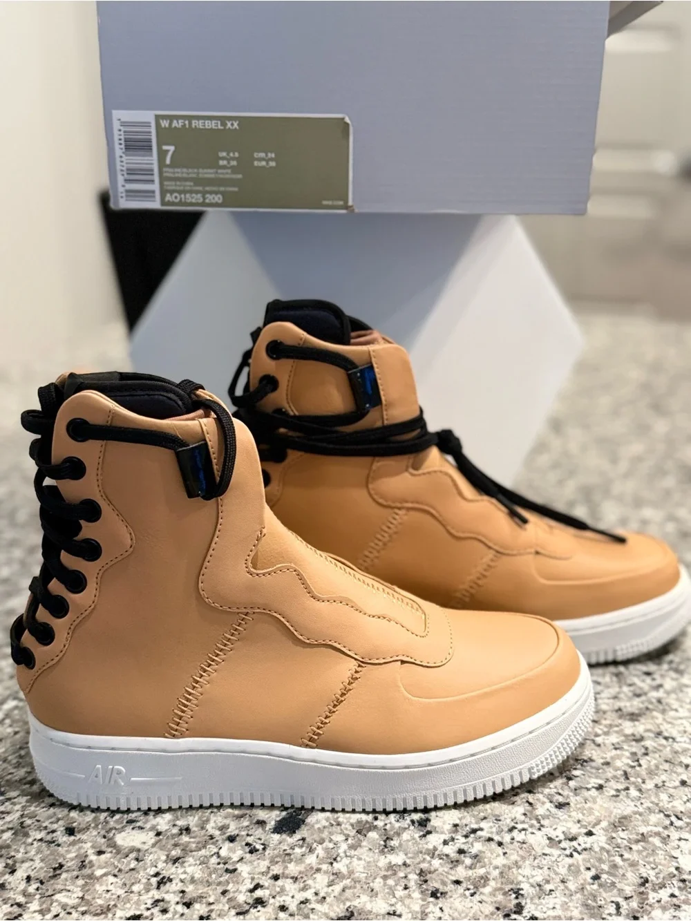 Nike Women's Tan High-Top Sneakers with Black Accents